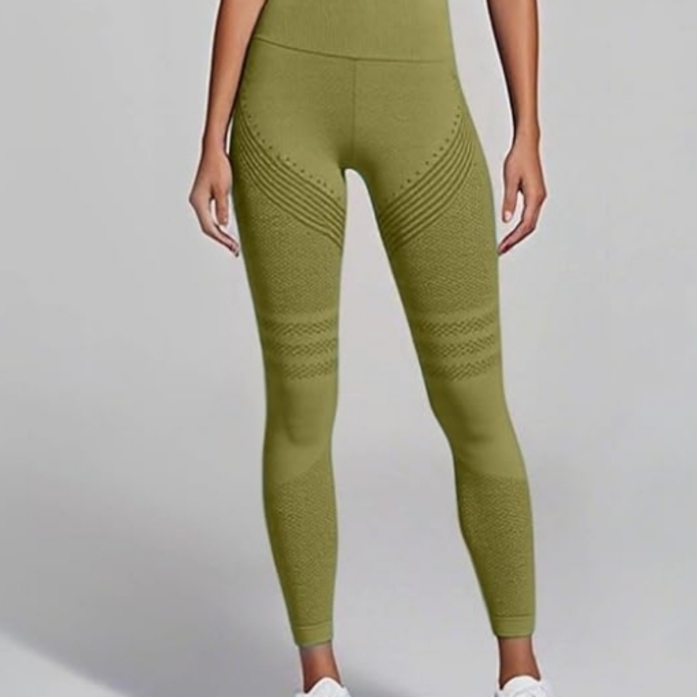 High-Waist Olive Green Seamless Leggings